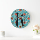 レトロの原子時代の世紀半ばのモダンMCMクールな猫4 ラージ壁時計 (ホーム)