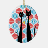 レトロの原子時代の世紀半ばのモダンMCMクールな猫 セラミックオーナメント (右)