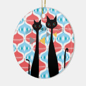 レトロの原子時代の世紀半ばのモダンMCMクールな猫 セラミックオーナメント (左)