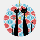 レトロの原子時代の世紀半ばのモダンMCMクールな猫 セラミックオーナメント (裏面)