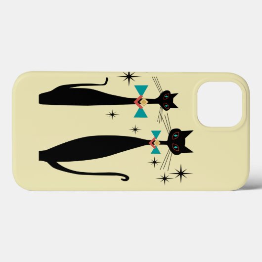 レトロの原子時代の世紀半ばのモダンMCMクールな猫 Case-Mate iPhoneケース (裏面 (横))