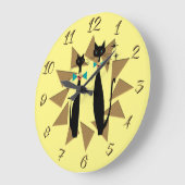 レトロの原子時代の中世の猫たモダンち ラージ壁時計 (傾斜)