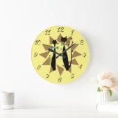 レトロの原子時代の中世の猫たモダンち ラージ壁時計 (ホーム)