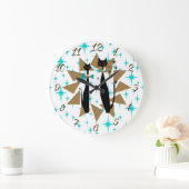 レトロの原子時代の中世の猫たモダンち ラージ壁時計 (ホーム)