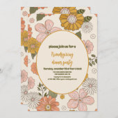 レトロの友情と感謝祭ディナー 招待状 (正面/裏面)