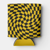 レトロの反った黒い黄色のチェッ市松模様にク 缶クーラー (正面)