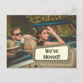 レトロの古いファッションサインカップル新しいアドレスの移動 ポストカード (正面)