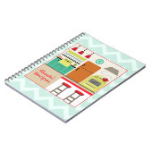 レトロの台所及びジグザグ形のレシピのノート ノートブック (左側)