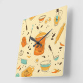 レトロの台所正方形の柱時計 スクエア壁時計 (傾斜)