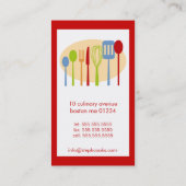 レトロの台所炊事用具のシェフの名刺 名刺 (裏面)