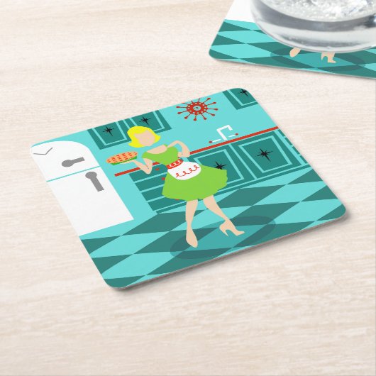 レトロの台所紙のコースター スクエアペーパーコースター (アングル)