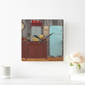 レトロの台所 スクエア壁時計 (ホーム)