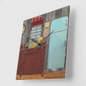 レトロの台所 スクエア壁時計 (傾斜)