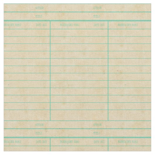 レトロの図書館の本の返納期日カード ファブリック (クローズアップ)