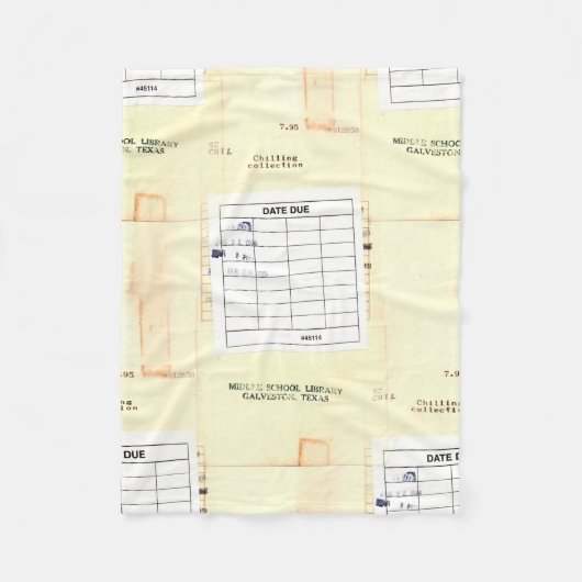 レトロの図書館の本の返納期日カード フリースブランケット (正面)