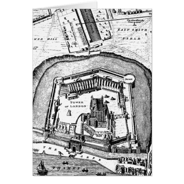 レトロの地図イギリスヴィンテージの19世紀のロンドン塔 (正面)