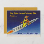 レトロの均等になるロケットの船の乗馬のカップルの招待状 招待状 (正面/裏面)