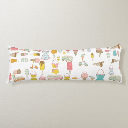 レトロの夏のデコール女の子、10代の女の子、寮 ボディピロー (正面)