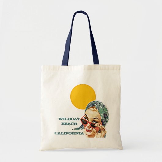 レトロの夏のビーチはトートバックの赤のサングラスを袋に入れます トートバッグ (正面)