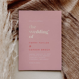 レトロの夏のフォイルピンクとオレンジ結婚色のThe's 箔招待状