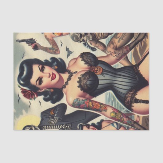 レトロの夏ゴシック様式のピンアップ 薄葉紙 (正面)