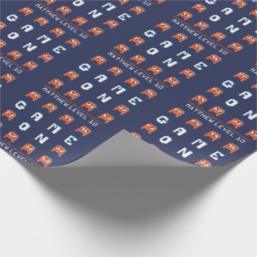 レトロの外国のゲーマーのオレンジカスタムな誕生日のゲーム ラッピングペーパー (角)