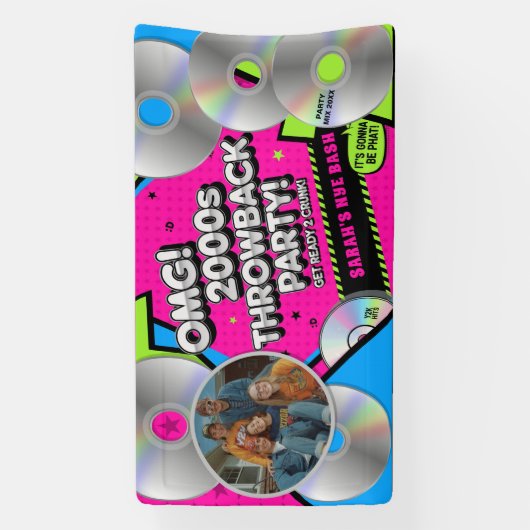 レトロの大晦日2000年代スローバックパーティーバナー 横断幕 (縦)