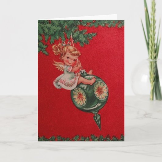 レトロの天使のクリスマスの挨拶状 シーズンカード (正面)