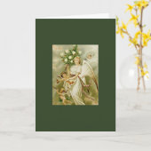 レトロの天使のクリスマスカード カード (黄色い花)