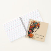 レトロの女の子と花を彼女の髪に， Dream Journal ノートブック (内部)