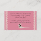 レトロの女の子のペーストリー作りの職人のケーキのパン屋の名刺 名刺 (裏面)