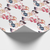 レトロの女の子及び男の子のバレンタイン ラッピングペーパー (角)