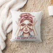 レトロの女の子「バカな人が見える」枕 クッション (ブランケット)
