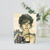 レトロの女の子 ポストカード (スタンド正面)