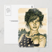 レトロの女の子 ポストカード (正面/裏面)