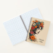 レトロの女の子（髪に花を付ける） ノートブック (内部)