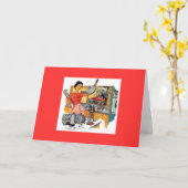 レトロの女性がキッチン カード (黄色い花)