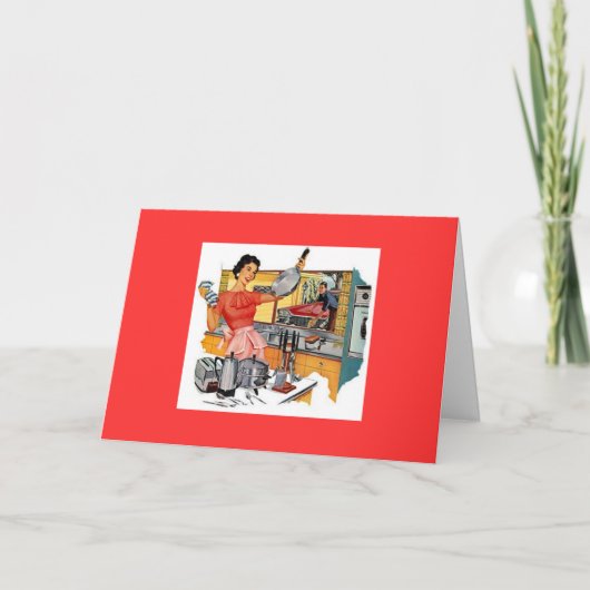 レトロの女性がキッチン カード (正面)
