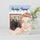 レトロの女性が写真を持つ 招待状 (スタンド正面)