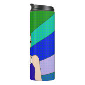 レトロの女性が鳥をフリップ タンブラー (回転右)