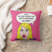 レトロの女性とテキストカスタム装飾用クッション クッション (ブランケット)