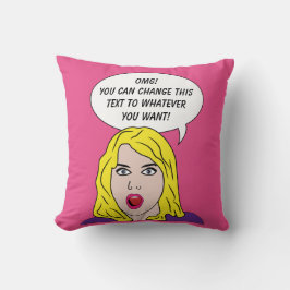 レトロの女性とテキストカスタム装飾用クッション クッション
