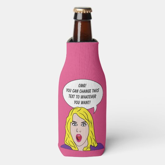 レトロの女性とテキストボトルクール ボトルクーラー (ボトル正面)