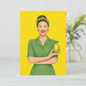 レトロの女性と梨 招待状 (スタンド正面)