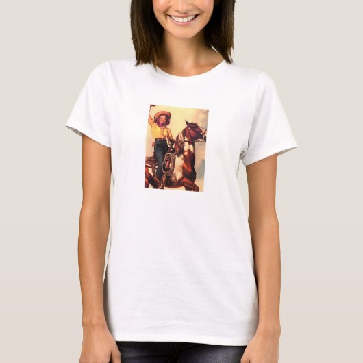レトロの女性のカーボーイ Tシャツ (正面)