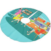 レトロの女性のトランプゲームのクリスマスツリーのスカート ブラッシュドポリエステルツリースカート (アングル)