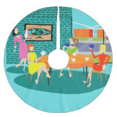 レトロの女性のトランプゲームのクリスマスツリーのスカート ブラッシュドポリエステルツリースカート (正面)