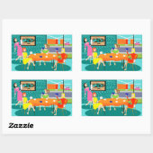 レトロの女性のトランプゲームのステッカー 長方形シール (シート)