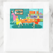 レトロの女性のトランプゲームのステッカー 長方形シール (バッグ)