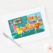 レトロの女性のトランプゲームのステッカー 長方形シール (封筒)